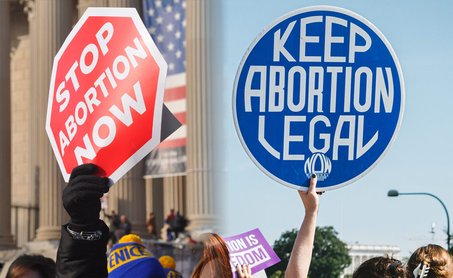 Pro-life and pro-choice signs
